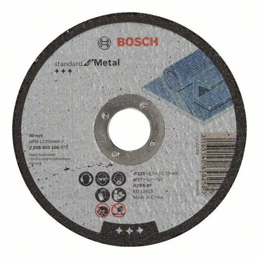 Bosch rezna ploča ravna Standard for Metal A 30 S BF, 125 mm, 22,23 mm, 2,5 mm - 2608603166 Pribor BOSCH BOSCH-2608603166 Madras doo Beograd