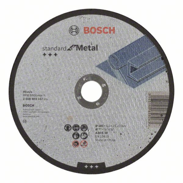 Bosch rezna ploča ravna Standard for Metal A 30 S BF, 180 mm, 22,23 mm, 3,0 mm - 2608603167 Pribor BOSCH BOSCH-2608603167 Madras doo Beograd