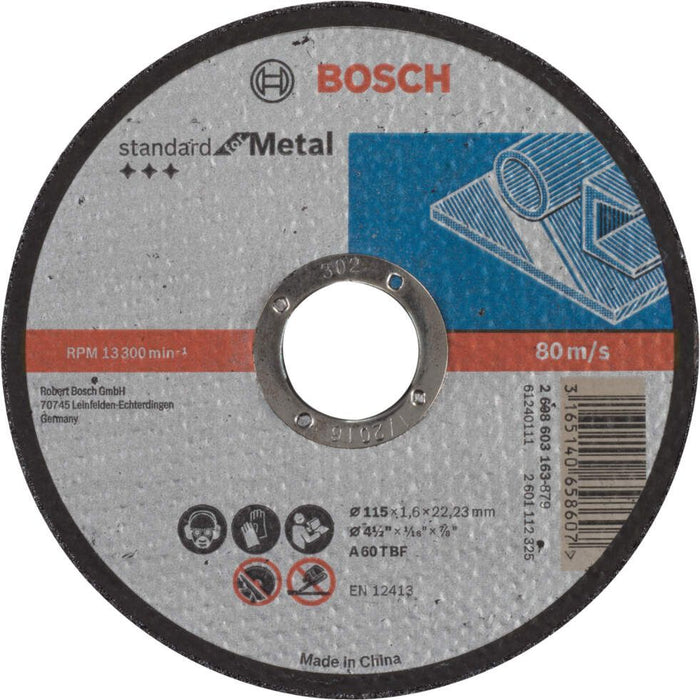 Bosch rezna ploča ravna Standard for Metal A 60 T BF, 115 mm, 22,23 mm, 1,6 mm - 2608603163 Pribor BOSCH BOSCH-2608603163 Madras doo Beograd