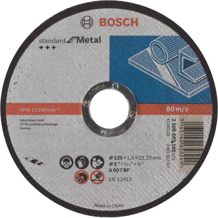 Bosch rezna ploča ravna Standard for Metal A 60 T BF, 125 mm, 22,23 mm, 1,6 mm - 2608603165 Pribor BOSCH BOSCH-2608603165 Madras doo Beograd