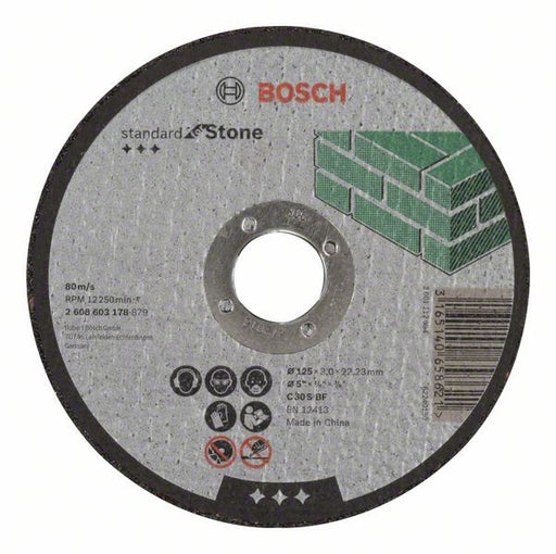 Bosch rezna ploča ravna Standard for Stone C 30 S BF, 125 mm, 22,23 mm, 3,0 mm - 2608603178 Pribor BOSCH BOSCH-2608603178 Madras doo Beograd