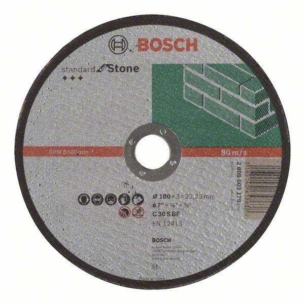 Bosch rezna ploča ravna Standard for Stone C 30 S BF, 180 mm, 22,23 mm, 3,0 mm - 2608603179 Pribor BOSCH BOSCH-2608603179 Madras doo Beograd