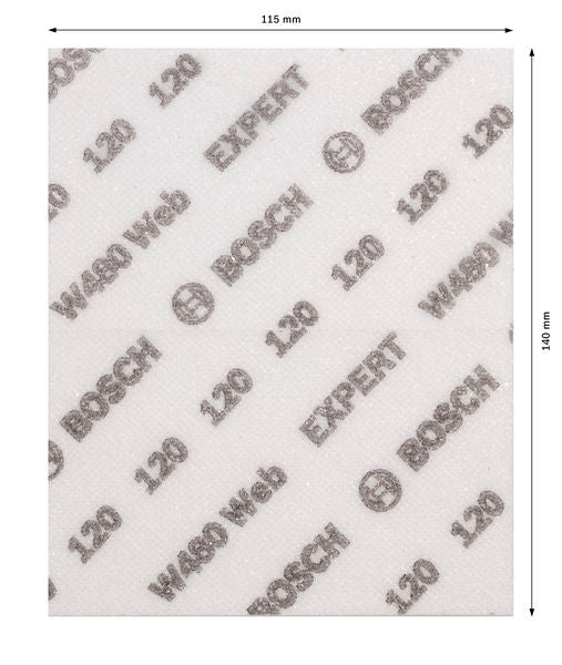 BOSCH Ručni brusni list EXPERT W480 Web 1/4, 115 mm x 140 mm, G120 - Brusni list ExW480 web,G120,2x (2608902381) Madras doo Beograd Madras doo Beograd