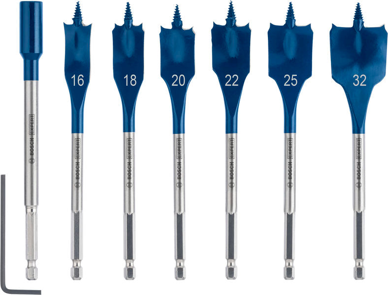BOSCH Set EXPERT Self Cut Speed pljosnatih burgija od 16/18/20/22/25/32 + produžetak od 152 mm, 7 delova - Burgija glodalica 7Pc Spade Set (2608902110) Madras doo Beograd Madras doo Beograd