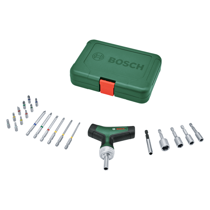 BOSCH Set odvrtača za zupčanike sa bitovima sa T drškom - Odvrtač T-Handle with Ratchet - Set (1600A02Z9T) Madras doo Beograd Madras doo Beograd