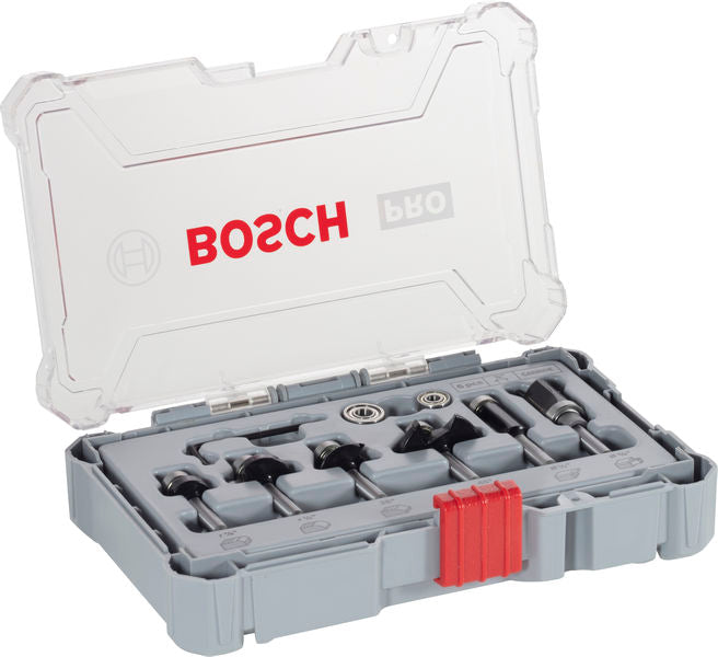 BOSCH Set PRO glodala za obaranje ivica, prihvat 1/4″, 6 delova - Set glodala 6 kom Trim&Edging 1/4" prih. (2607017470) Power Tools BOSCH Madras doo Beograd