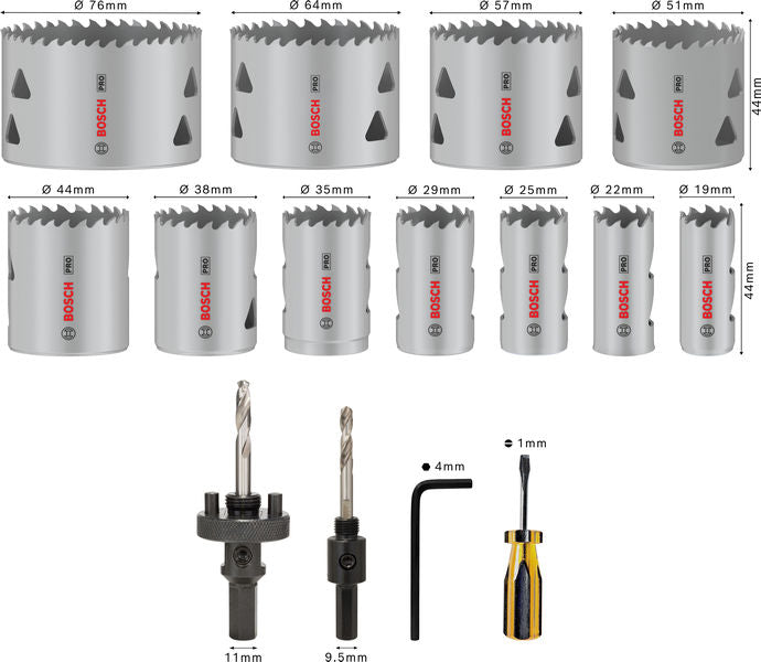 BOSCH Set PRO Multi Material testera za otvore, 17 kom. - Komplet testera za otvore T MM B 17P Set (2608900525) Madras doo Beograd Madras doo Beograd