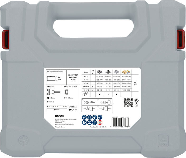 BOSCH Set PRO Multi Material testera za otvore sa Q-Lock steznom glavom, 10 kom. - Komplet testera za otvore T MM B 10P Set (2608901551) Madras doo Beograd Madras doo Beograd