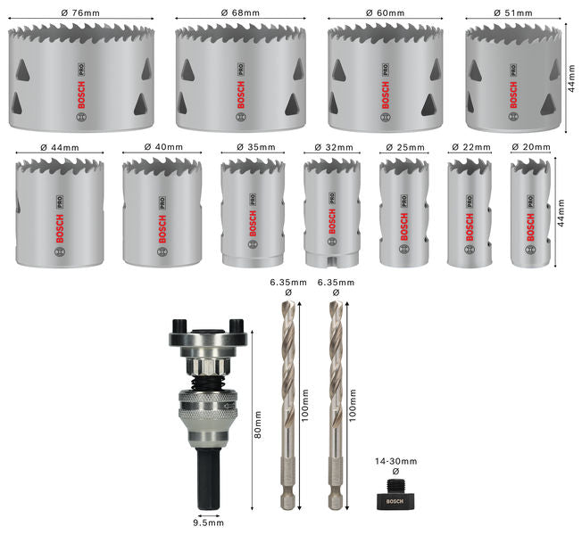 BOSCH Set PRO Multi Material testera za otvore sa Q-Lock steznom glavom, 15 kom. - Komplet testera za otvore T MM B 15P Set (2608901549) Madras doo Beograd Madras doo Beograd