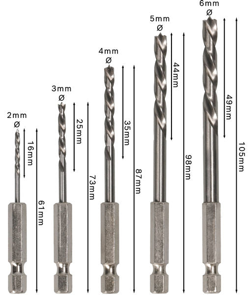 BOSCH Set PRO Wood HSS spiralnih burgija za drvo, 5 kom. - 5del.RobustLine set spir.bur.za drvo,HEX (2608595525) Power Tools BOSCH Madras doo Beograd