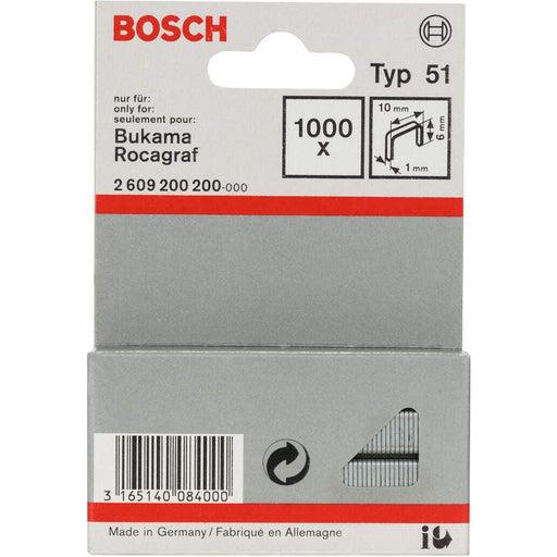 Bosch spajalica od pljosnate žice tip 51 10 x 1 x 6 mm - 2609200200 Spajalica BOSCH BOSCH-2609200200 Madras doo Beograd