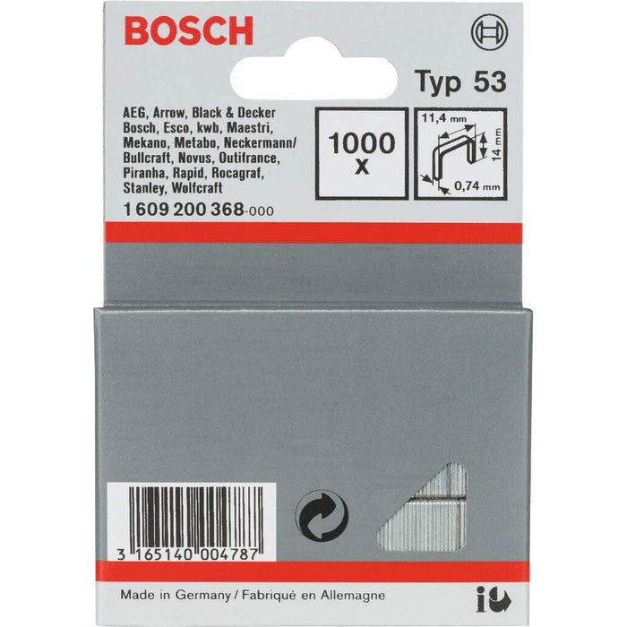 Bosch spajalica od tanke žice tip 53 11,4 x 0,74 x 14 mm 1000kom - 1609200368 Spajalica BOSCH BOSCH-1609200368 Madras doo Beograd