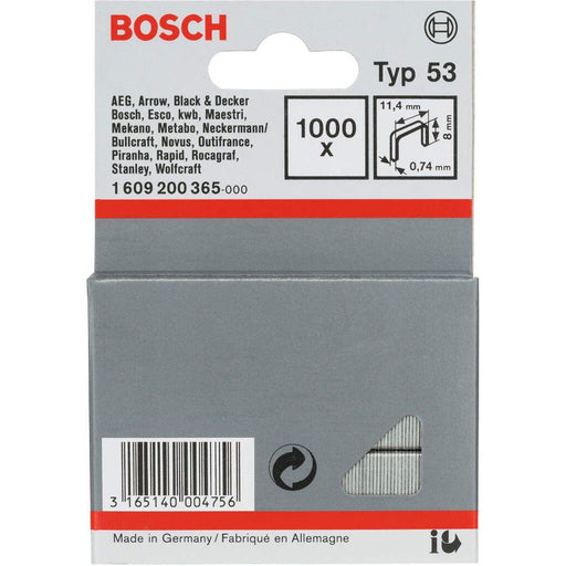 Bosch spajalica od tanke žice tip 53 11,4 x 0,74 x 8 mm 1000kom - 1609200365 Spajalica BOSCH BOSCH-1609200365 Madras doo Beograd