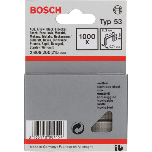 Bosch spajalica od tanke žice tip 53, nerđajuća Tip 53; dužina 8 mm - 2609200215 Spajalica BOSCH BOSCH-2609200215 Madras doo Beograd