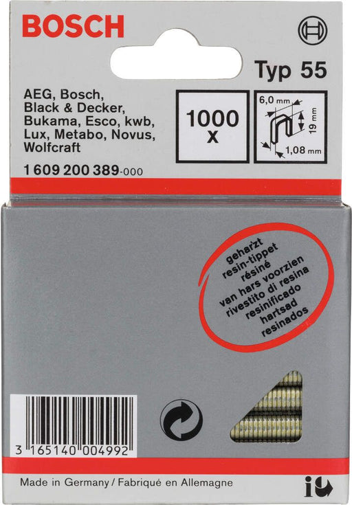 Bosch spajalica sa uskim leđima tip 55 obložena smolom 6 x 1,08 x 19 mm - 1609200389 Spajalica BOSCH BOSCH-1609200389 Madras doo Beograd