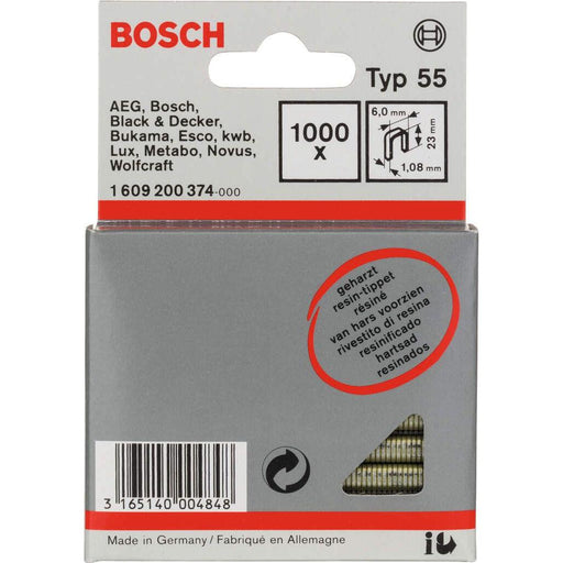 Bosch spajalica sa uskim leđima tip 55 obložena smolom 6 x 1,08 x 23 mm - 1609200374 Spajalica BOSCH BOSCH-1609200374 Madras doo Beograd