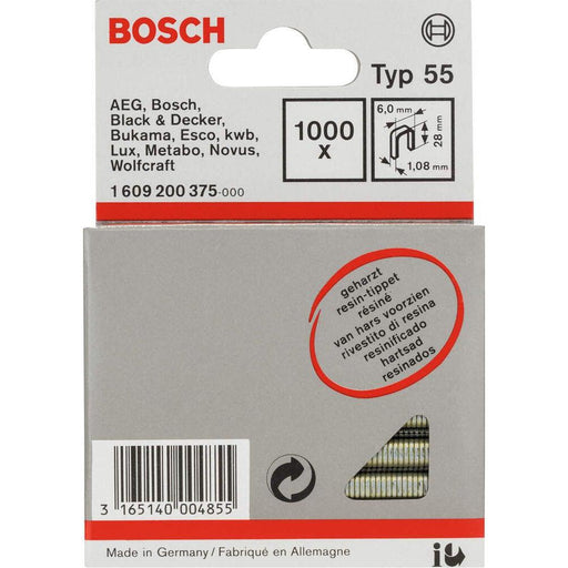 Bosch spajalica sa uskim leđima tip 55 obložena smolom 6 x 1,08 x 28 mm - 1609200375 Spajalica BOSCH BOSCH-1609200375 Madras doo Beograd