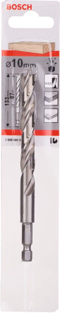 Bosch spiralna burgija za drvo, 1/4" šestostrana drška 10 x 87 x 133 mm - 2608595524 Burgija za drvo BOSCH BOSCH-2608595524 Madras doo Beograd