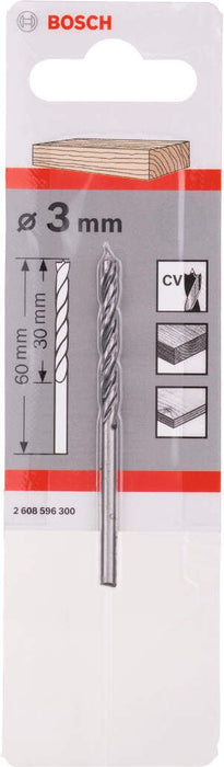 Bosch spiralna burgija za drvo standard 3 x 33 x 61 mm, d 3 mm pakovanje od 1 komada - 2608596300 Burgija za drvo BOSCH BOSCH-2608596300 Madras doo Beograd