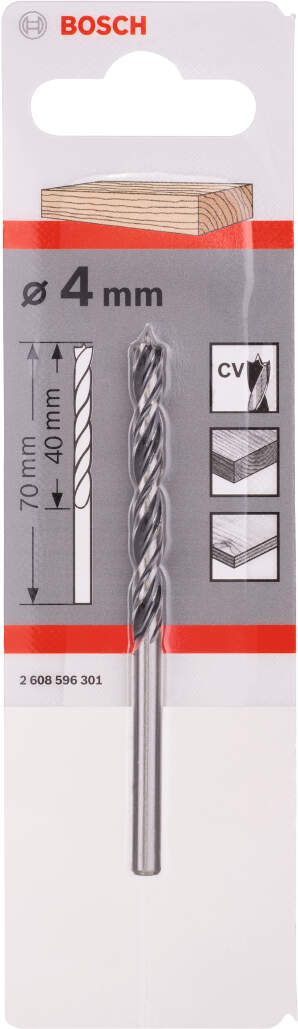 Bosch spiralna burgija za drvo standard 4 x 43 x 75 mm, d 4 mm pakovanje od 1 komada - 2608596301 Burgija za drvo BOSCH BOSCH-2608596301 Madras doo Beograd