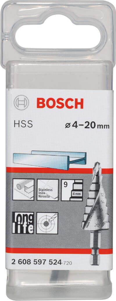 Bosch stepenasta burgija HSS 4 - 20 mm, 1/4", 70,5 mm - 2608597524 Burgija HSS BOSCH BOSCH-2608597524 Madras doo Beograd