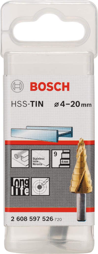 Bosch stepenasta burgija HSS-TiN 4 - 20 mm, 8,0 mm, 70,5 mm - 2608597526 Burgija HSS BOSCH BOSCH-2608597526 Madras doo Beograd