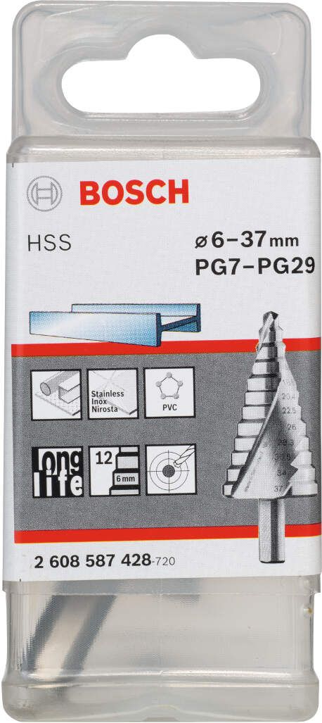 Bosch stepenaste burgije HSS 6 - 37 mm, 10,0 mm, 93 mm - 2608587428 Burgija HSS BOSCH BOSCH-2608587428 Madras doo Beograd