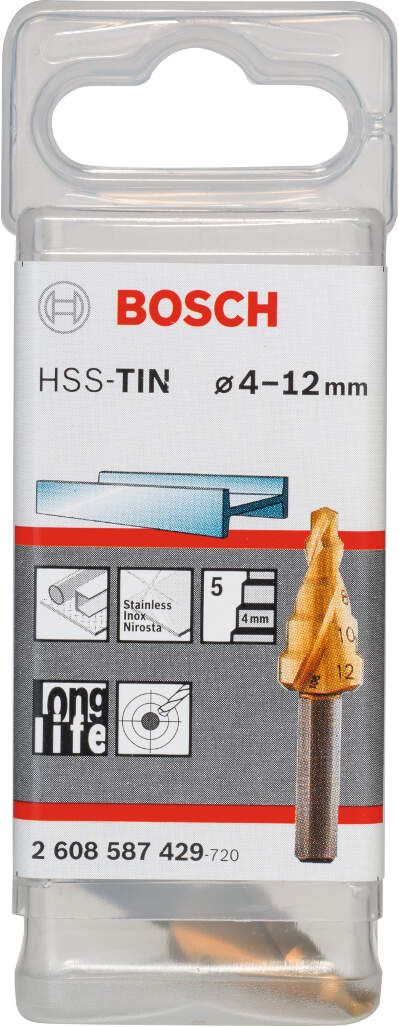 Bosch stepenaste burgije HSS-TiN 4 - 12 mm, 6,0 mm, 50 mm - 2608587429 Burgija HSS BOSCH BOSCH-2608587429 Madras doo Beograd