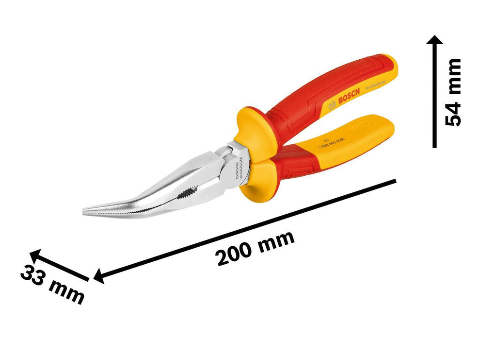 BOSCH VDE špicangle savijene pod uglom od 40° 200 mm - Zaravnjena klešta VDE bent 40° 200mm (1600A02NE4) Power Tools BOSCH Madras doo Beograd