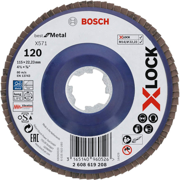 Bosch X-LOCK lamelne ploče, ravna verzija, plastična ploča, Ø115 mm, G 120, X571, Best for Metal, 1 komad - 2608619208 Lamelna ploča BOSCH BOSCH-2608619208 Madras doo Beograd