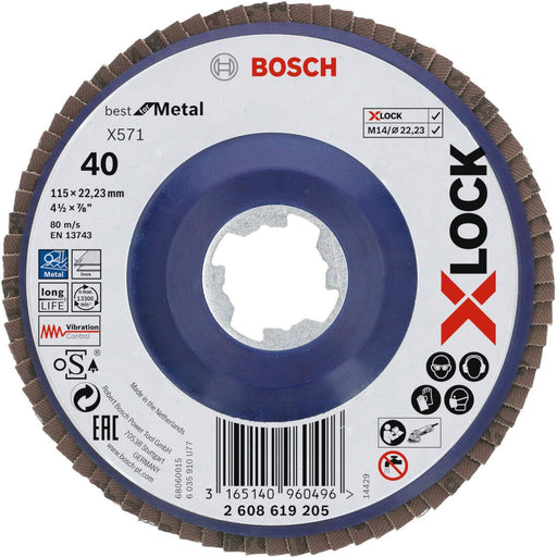 Bosch X-LOCK lamelne ploče, ravna verzija, plastična ploča, Ø115 mm, G 40, X571, Best for Metal, 1 komad - 2608619205 Lamelna ploča BOSCH BOSCH-2608619205 Madras doo Beograd