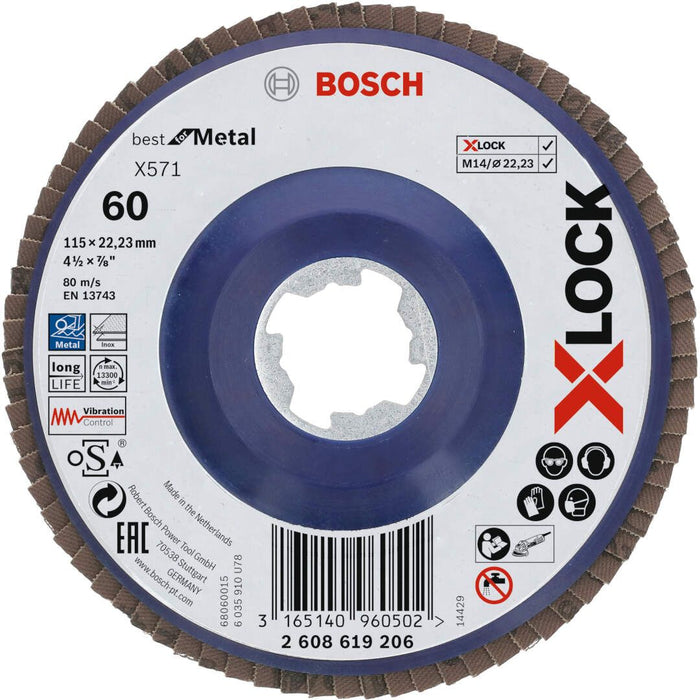 Bosch X-LOCK lamelne ploče, ravna verzija, plastična ploča, Ø115 mm, G 60, X571, Best for Metal, 1 komad - 2608619206 Lamelna ploča BOSCH Madras doo Beograd