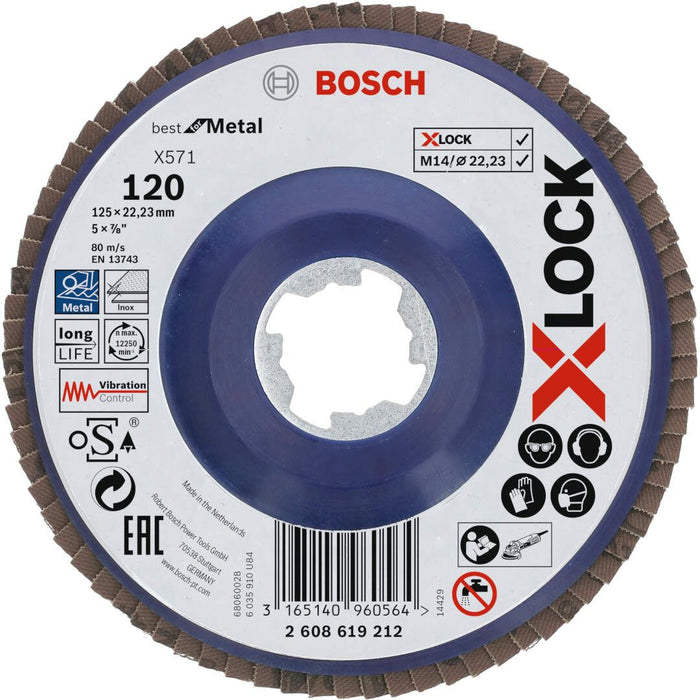 Bosch X-LOCK lamelne ploče, ravna verzija, plastična ploča, Ø125 mm, G 120, X571, Best for Metal, 1 komad - 2608619212 Lamelna ploča BOSCH BOSCH-2608619212 Madras doo Beograd