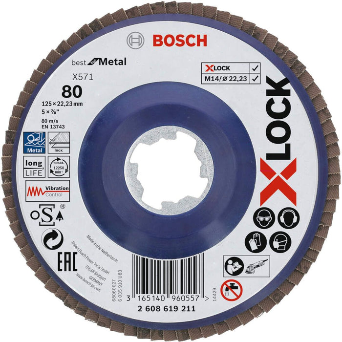 Bosch X-LOCK lamelne ploče, ravna verzija, plastična ploča, Ø125 mm, G 80, X571, Best for Metal, 1 komad - 2608619211 Lamelna ploča BOSCH BOSCH-2608619211 Madras doo Beograd