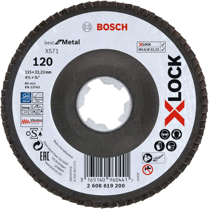 Bosch X-LOCK lamelne ploče, verzija pod uglom, vlaknasta ploča, Ø115 mm, G 120, X571, Best for Metal, 1 komad - 2608619200 Lamelna ploča BOSCH BOSCH-2608619200 Madras doo Beograd