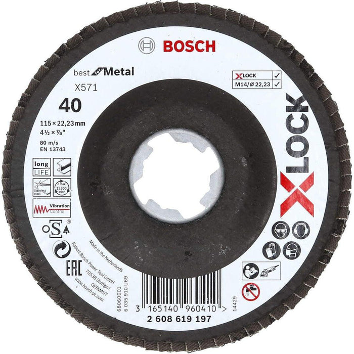 Bosch X-LOCK lamelne ploče, verzija pod uglom, vlaknasta ploča, Ø115 mm, G 40, X571, Best for Metal, 1 komad - 2608619197 Lamelna ploča BOSCH BOSCH-2608619197 Madras doo Beograd