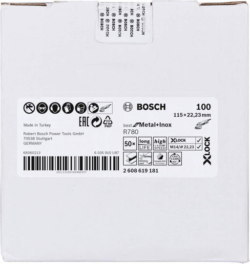 Bosch X-LOCK vlaknasta ploča, 115 mm, G100, zvezdasta rupa, R780 Best for Metal + Inox - 2608619181 Vlaknasta ploča BOSCH BOSCH-2608619181 Madras doo Beograd