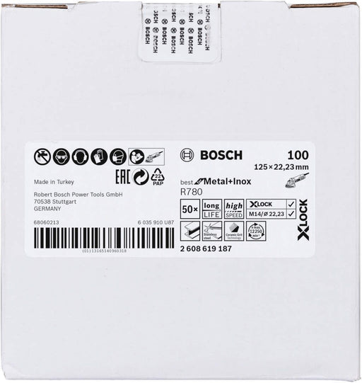 Bosch X-LOCK vlaknasta ploča, 125 mm, G100, zvezdasta rupa, R780 Best for Metal + Inox - 2608619187 Vlaknasta ploča BOSCH BOSCH-2608619187 Madras doo Beograd