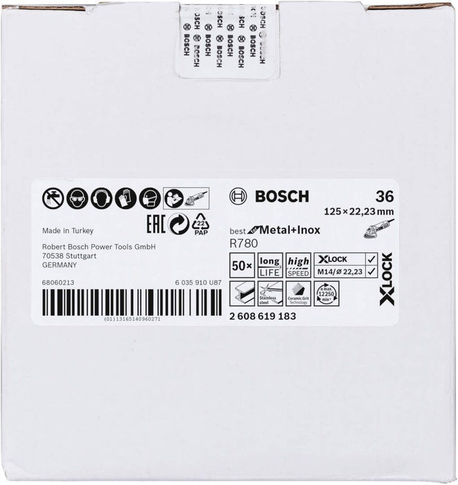 Bosch X-LOCK vlaknasta ploča, 125 mm, G36, zvezdasta rupa, R780 Best for Metal + Inox - 2608619183 Vlaknasta ploča BOSCH BOSCH-2608619183 Madras doo Beograd