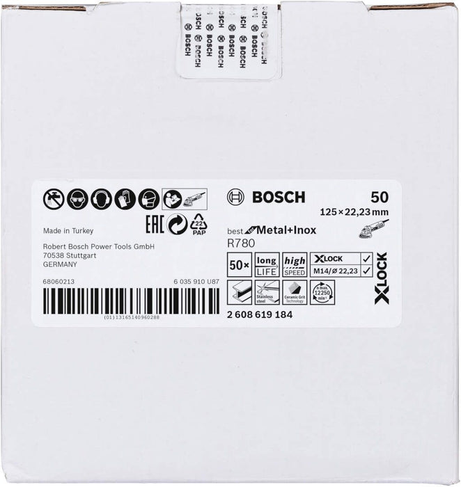 Bosch X-LOCK vlaknasta ploča, 125 mm, G50, zvezdasta rupa, R780 Best for Metal + Inox - 2608619184 Vlaknasta ploča BOSCH BOSCH-2608619184 Madras doo Beograd