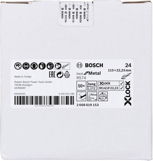 Bosch X-LOCK vlaknaste brusne ploče, Ø115 mm, G 24, R574, Best for Metal, 1 komad - 2608619153 Vlaknasta ploča BOSCH BOSCH-2608619153 Madras doo Beograd