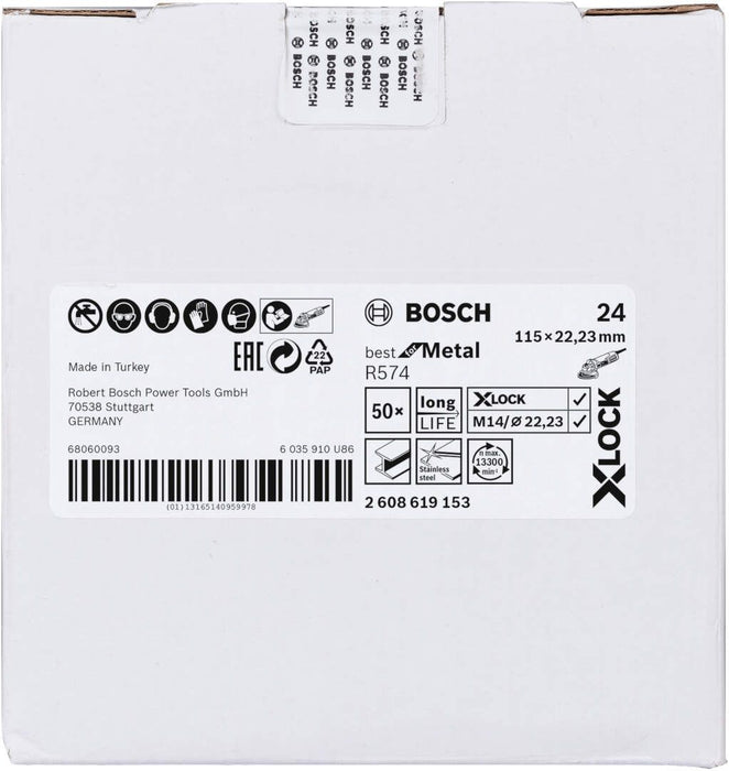 Bosch X-LOCK vlaknaste brusne ploče, Ø115 mm, G 24, R574, Best for Metal, 1 komad - 2608619153 Vlaknasta ploča BOSCH Madras doo Beograd