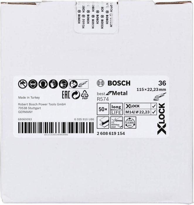 Bosch X-LOCK vlaknaste brusne ploče, Ø115 mm, G 36, R574, Best for Metal, 1 komad - 2608619154 Vlaknasta ploča BOSCH BOSCH-2608619154 Madras doo Beograd