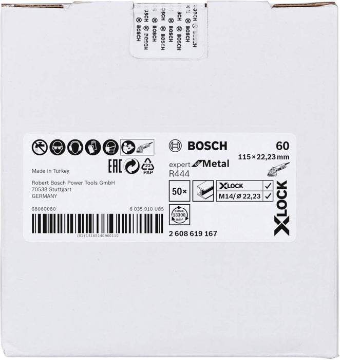 Bosch X-LOCK vlaknaste brusne ploče, Ø115 mm, G 60, R444, Expert for Metal, 1 komad - 2608619167 Vlaknasta ploča BOSCH BOSCH-2608619167 Madras doo Beograd