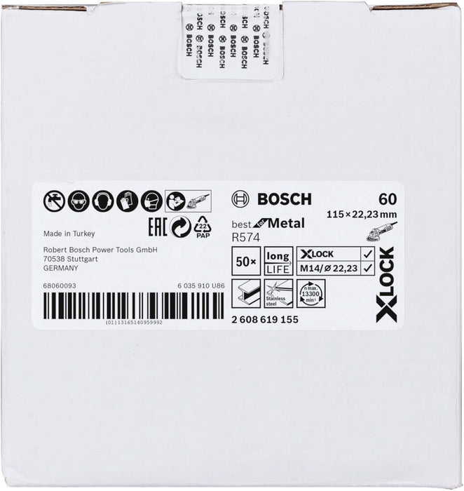 Bosch X-LOCK vlaknaste brusne ploče, Ø115 mm, G 60, R574, Best for Metal, 1 komad - 2608619155 Vlaknasta ploča BOSCH BOSCH-2608619155 Madras doo Beograd