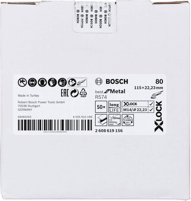 Bosch X-LOCK vlaknaste brusne ploče, Ø115 mm, G 80, R574, Best for Metal, 1 komad - 2608619156 Vlaknasta ploča BOSCH Madras doo Beograd