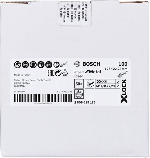 Bosch X-LOCK vlaknaste brusne ploče, Ø125 mm, G 100, R444, Expert for Metal, 1 komad - 2608619175 Vlaknasta ploča BOSCH BOSCH-2608619175 Madras doo Beograd