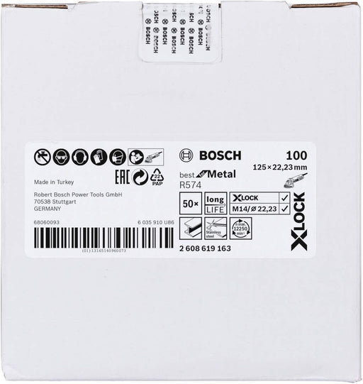 Bosch X-LOCK vlaknaste brusne ploče, Ø125 mm, G 100, R574, Best for Metal, 1 komad - 2608619163 Vlaknasta ploča BOSCH BOSCH-2608619163 Madras doo Beograd