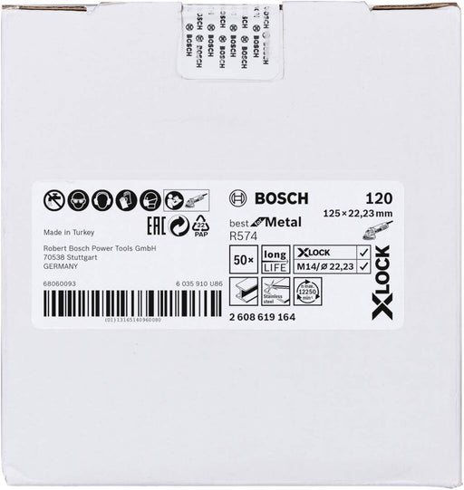 Bosch X-LOCK vlaknaste brusne ploče, Ø125 mm, G 120, R574, Best for Metal, 1 komad - 2608619164 Vlaknasta ploča BOSCH BOSCH-2608619164 Madras doo Beograd