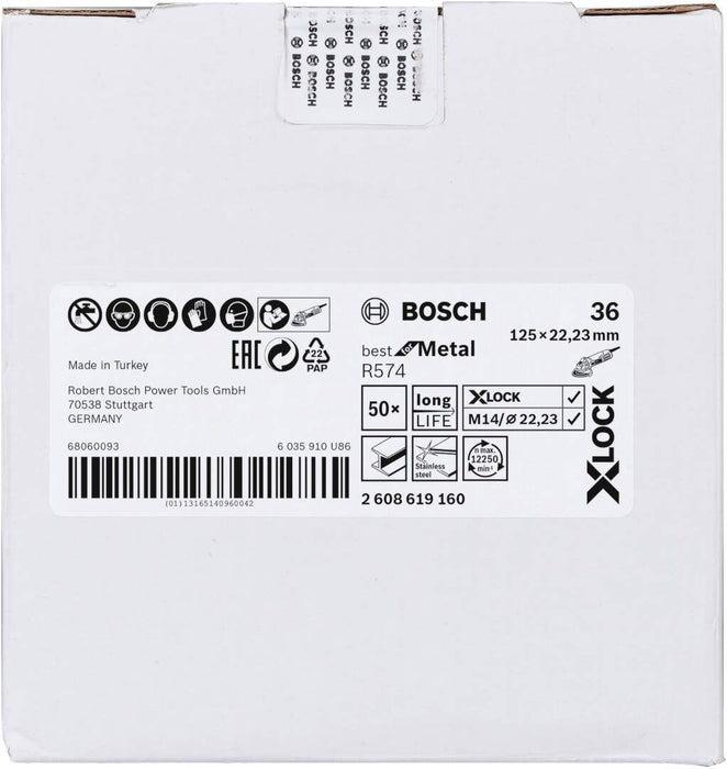 Bosch X-LOCK vlaknaste brusne ploče, Ø125 mm, G 36, R574, Best for Metal, 1 komad - 2608619160 Vlaknasta ploča BOSCH BOSCH-2608619160 Madras doo Beograd